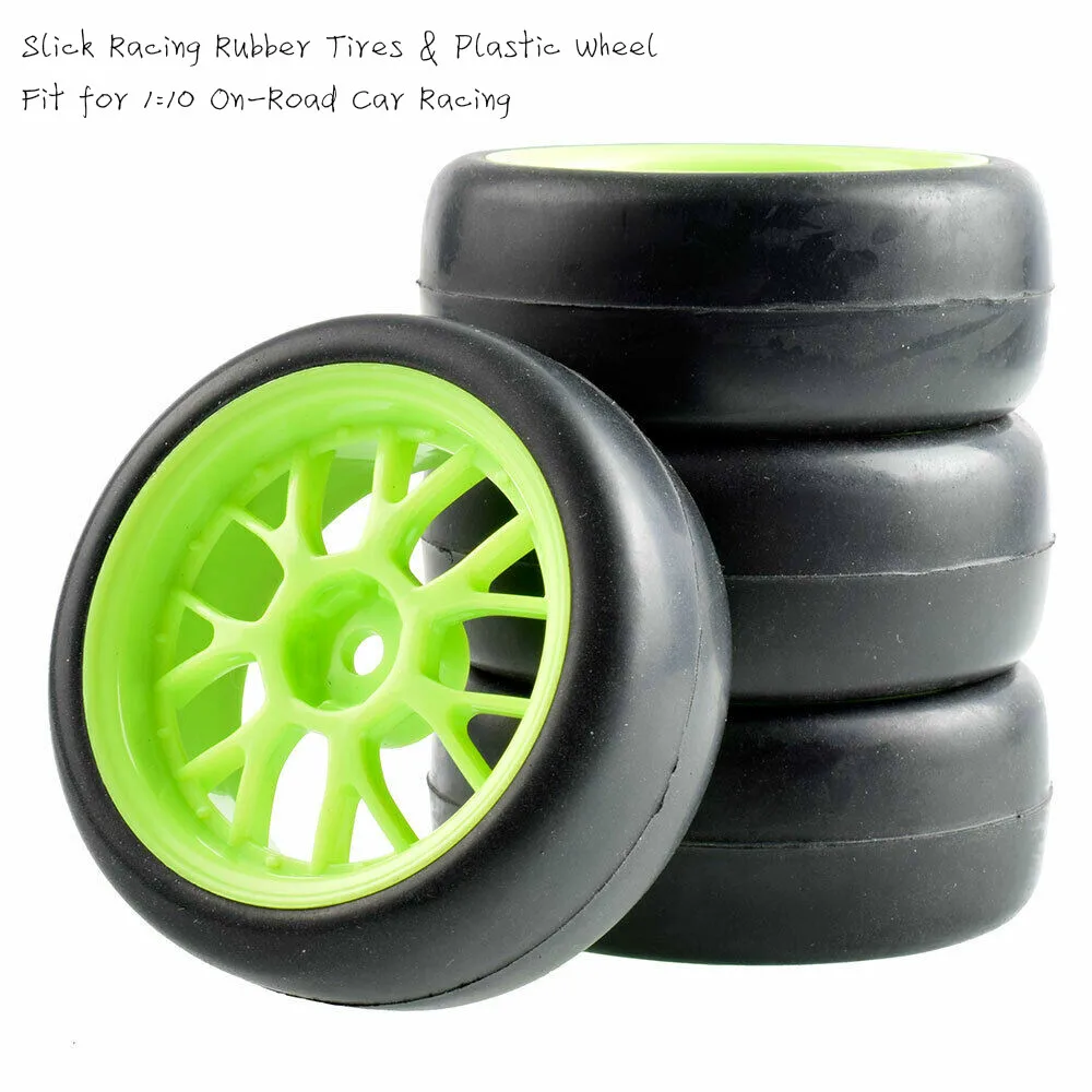 

RC 907-6018 Rubber Tires & Plastic Wheel 4Pcs For HSP HPI 1:10 On-Road Car