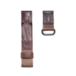 Premium Genuine Leather & Nylon Quick Release Watch Strap - 20mm (Dark brown)