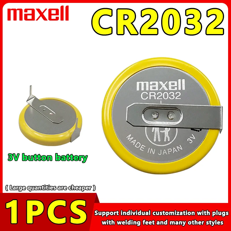 1PCS MAXELL Battery CR2032 With Horizontal Solder Legs 3V Circuit Board  Electronic Loss Prevention Device Adjustable Plug Cable