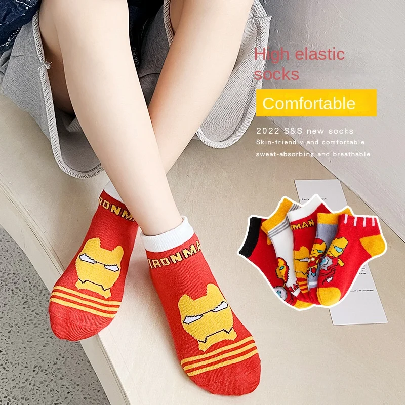 5 Pairs Spiderman Children Socks Anime Kids Boys Short Sock Iron Man Captain America Cartoon Baby Summer Spring Boat Socks 1-12Y 17 S61a63152ed2649929def96e77d5887931