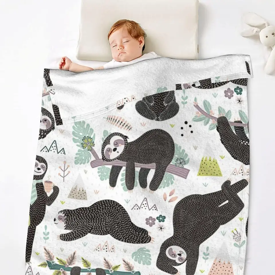 Sloth Throw Blanket – Super Soft Fleece, Pink Sloth Design, Warm & Cozy For Kids & Adults, Machine Washable, Multiple Sizes - View #2