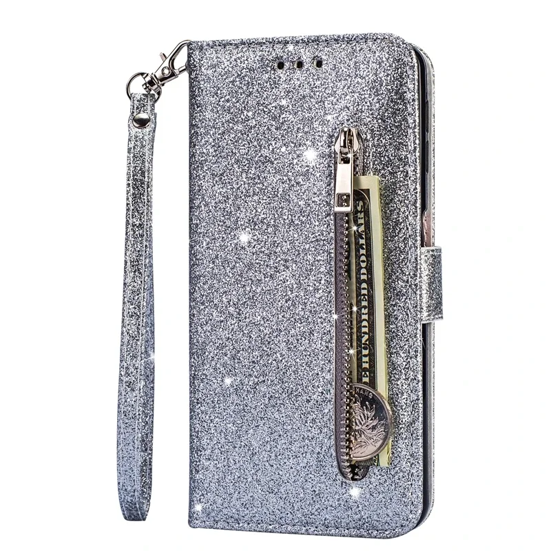 Stylish Glitter Leather Wallet Flip Case Cover