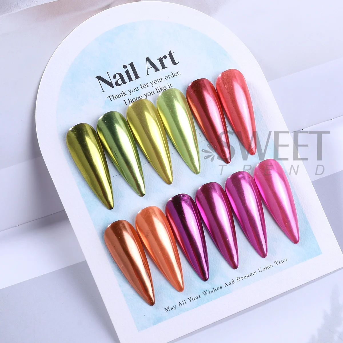 6pcs Silk White Magic Mirror Nail Glitter Powder Bright Colorful Metallic Rubbing Pigment DIY Chrome Dust Manicure Accessories