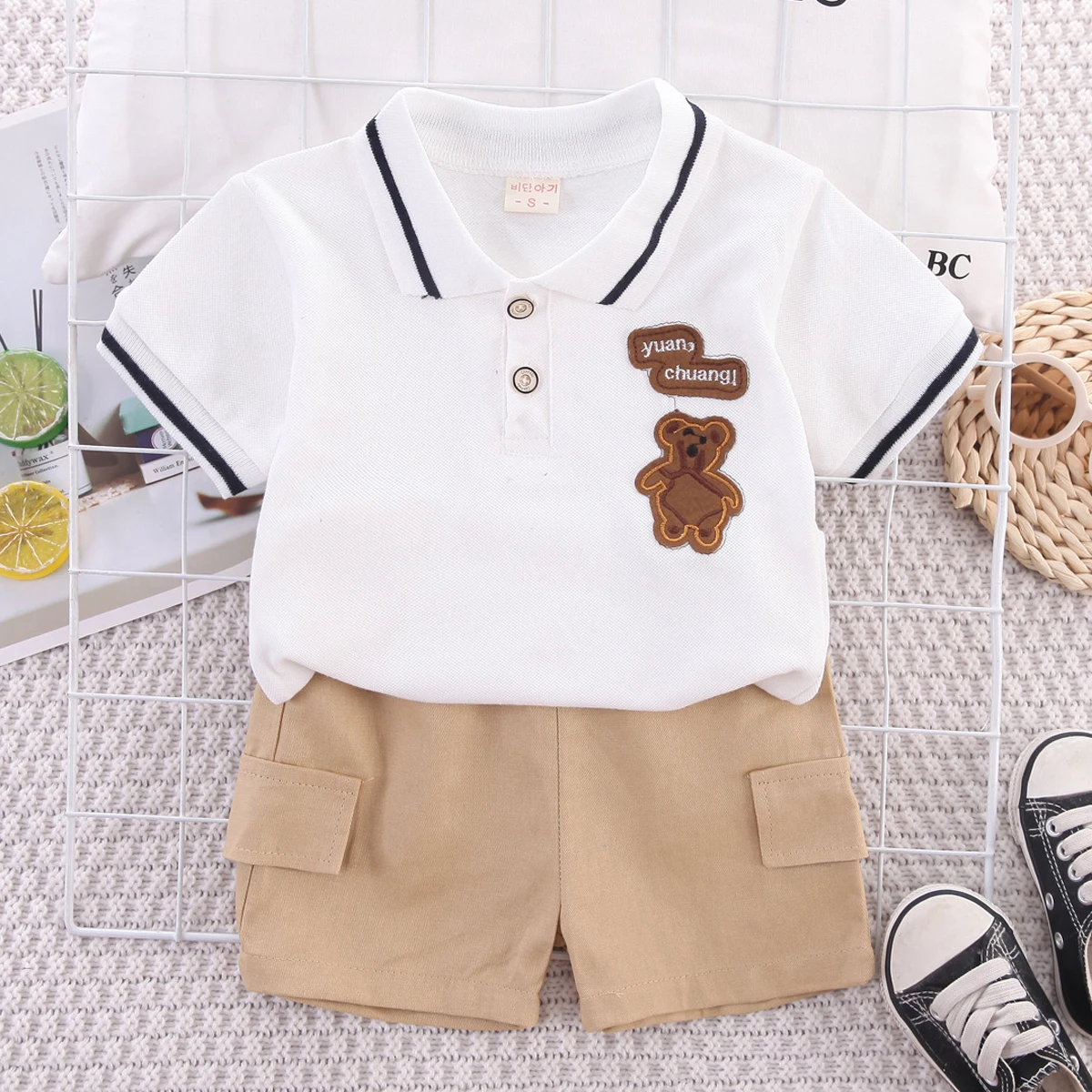 thumbnail image 1 of Kids Clothes  mother Children Clothing Children's Sets Boys T-shirt Shorts Summer Cotton Short sleeve fashion Suit 2PCS, 1 of 6