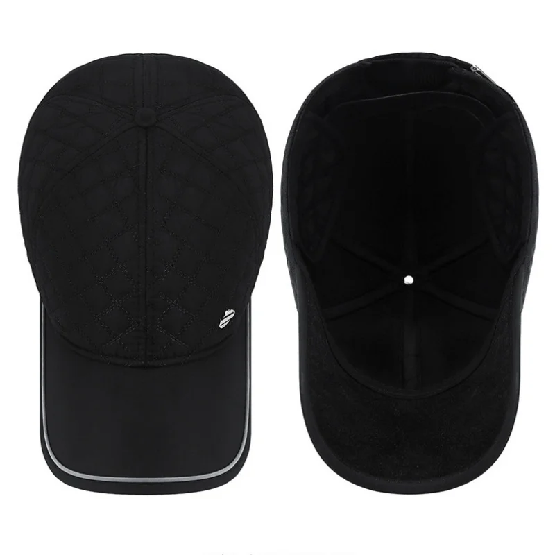 Men Winter Thickened Ear Protection baseball caps with Reflective Strip Male Outdoor Sport Earmuffs Design Warm Dad Hat