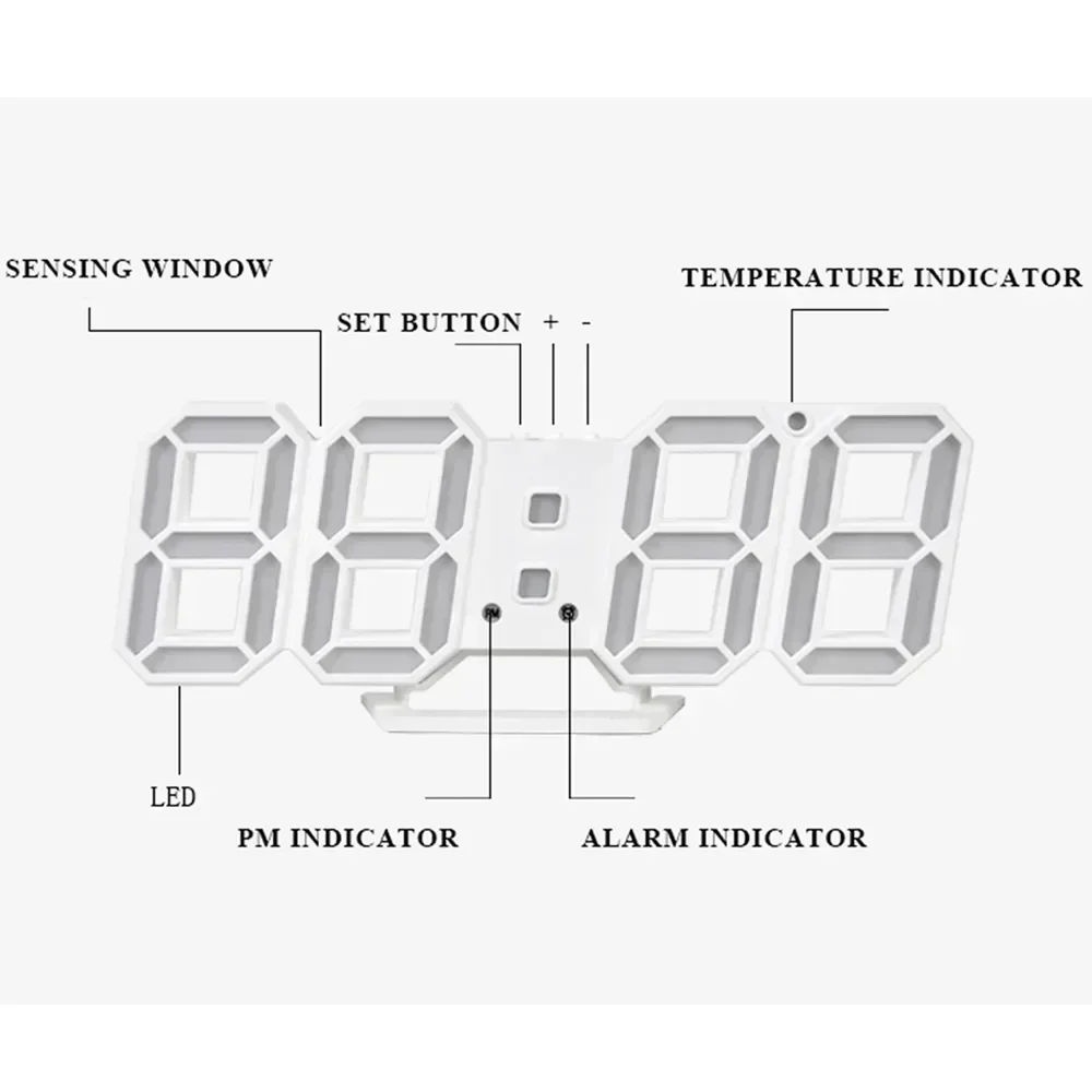 Smart 3d Digital Alarm Clock Wall Decor Home Decoration and Temperature Date Time Nordic Large Watch Clock Clocks Garden lcd digital clock digital desk clock digital clock digital table clock
