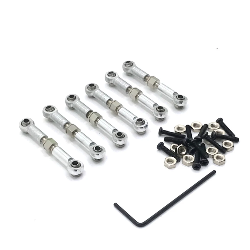 

6PCS Metal Pull Rod Front Rear Tie Rod Linkage Servo Link Rod Set for Wltoys A949 A959 A969 A979 K929 1/18 RC Car Upgrade Parts