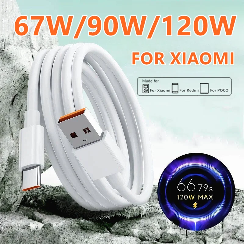 Cabo turbo de carregamento rápido tipo c 6a 67w 90w 120w para xiaomi ultra redmi note 11 11t 12 12t 13 14 pro poco x5 x65