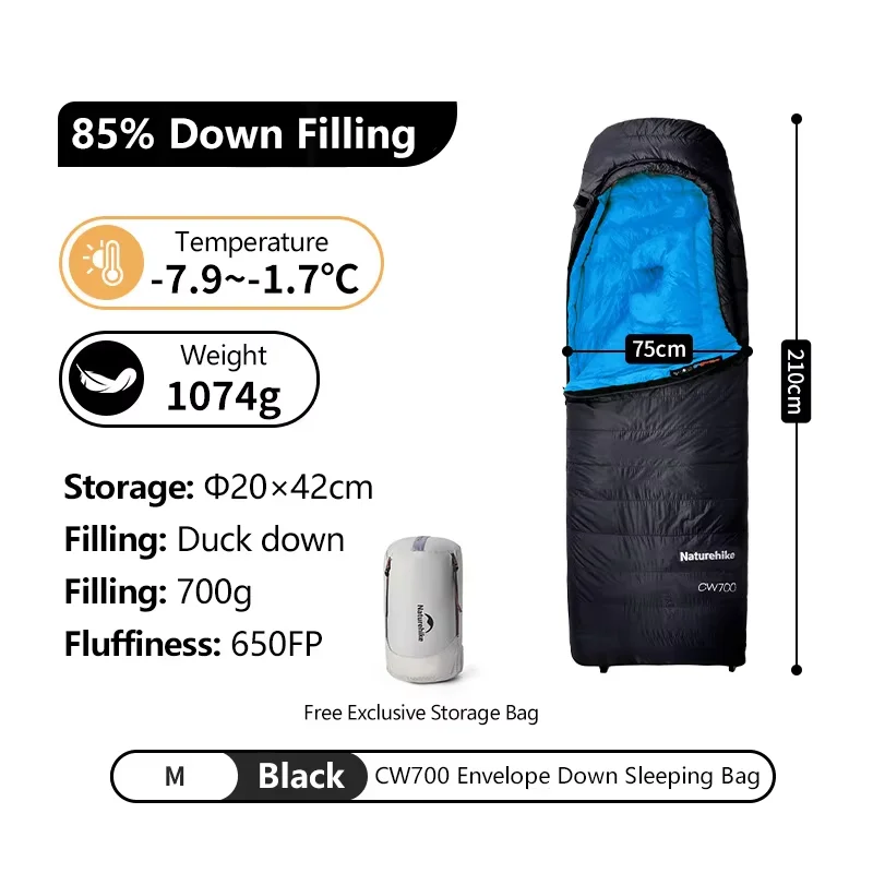 Naturehike CW400 CW700 寝袋軽量ダックダウン冬厚く暖かい超軽量屋外