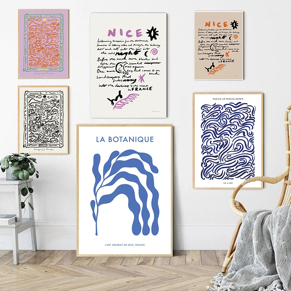 

Modern Wave Up Wave Down Poster France Landscape Canvas Painting Print Picture Vintage Wall Bedroom Living Room Home Decoration