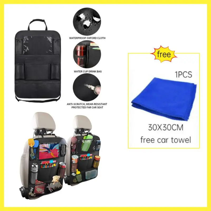 

Многофункциональный органайзер для автомобильного сиденья, сумка из ткани Оксфорд и фетра на спинку автомобиля, с несколькими карманами, с защитой для держателя планшета