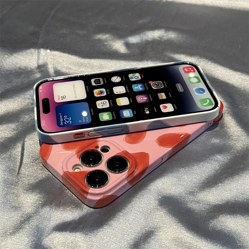 Elegant Glossy Acrylic Love Design Phone Case - Durable HD Hard PC Cover