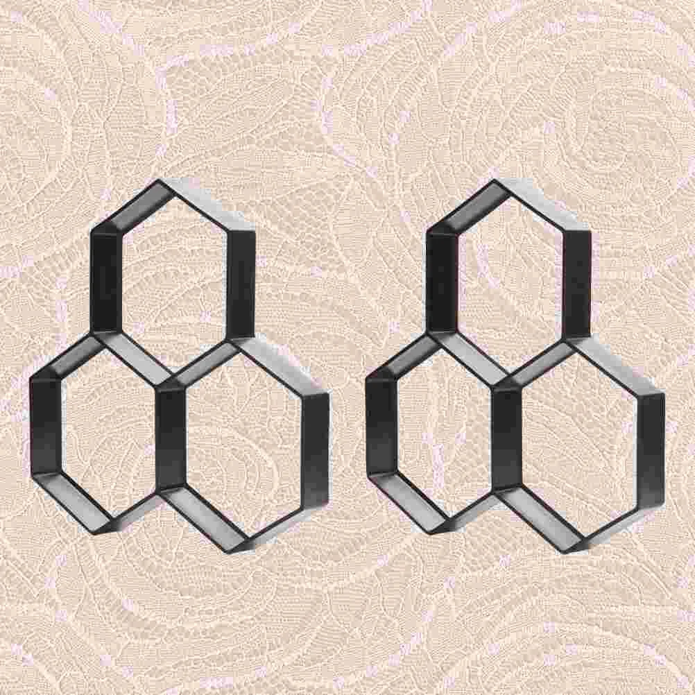 2pcs Hexagon Cement Paving Mould DIY Plastic Floor Mould Garden Floor Path Tile Brick Mold Mold Supplies for Road Garden
