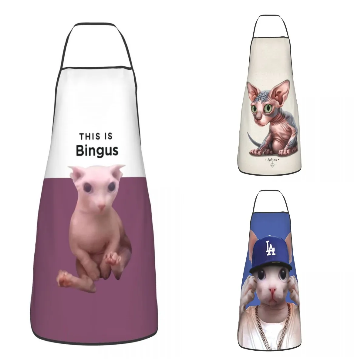 

Unisex This Is Bingus Kitchen Chef Cooking Baking Apron Men Women Kawaii Sphynx Cat Tablier Cuisine for Painting