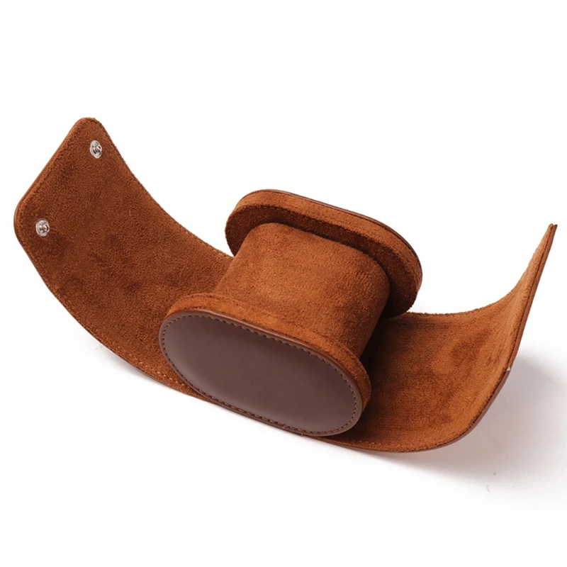 1 Slots Watch Case Brown Roll Retro Travel Portable Vintage Leather Display Watch Storage Box Organizers
