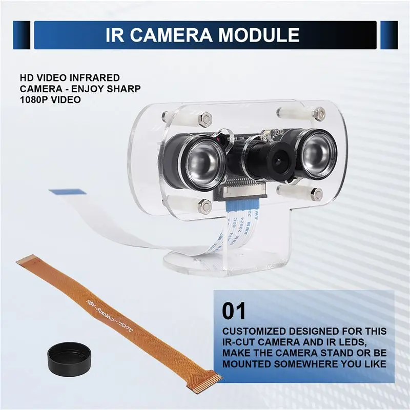 AEE9-라즈베리 파이 4B 카메라용 홀더 및 케이블 포함 IR 카메라 모듈 5MP OV5647 웹캠 자동으로 주간 전환 가능