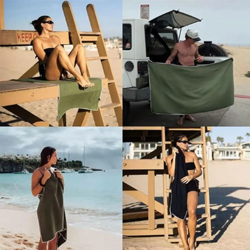 New Multifunctional Outdoor Magnetic Bath Towel Portable Coral Fleece Magnet Towels Quick-drying Beach Towel Fiber Bath Towels 3