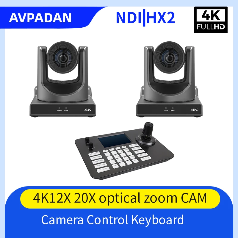 2Pcs 4 K60Fps Ndi Poe Ptz Camera 12X 20X Zoom Live Streaming Cam E 1 Pz Controller Telecamera Ptz Per Videoconferenza