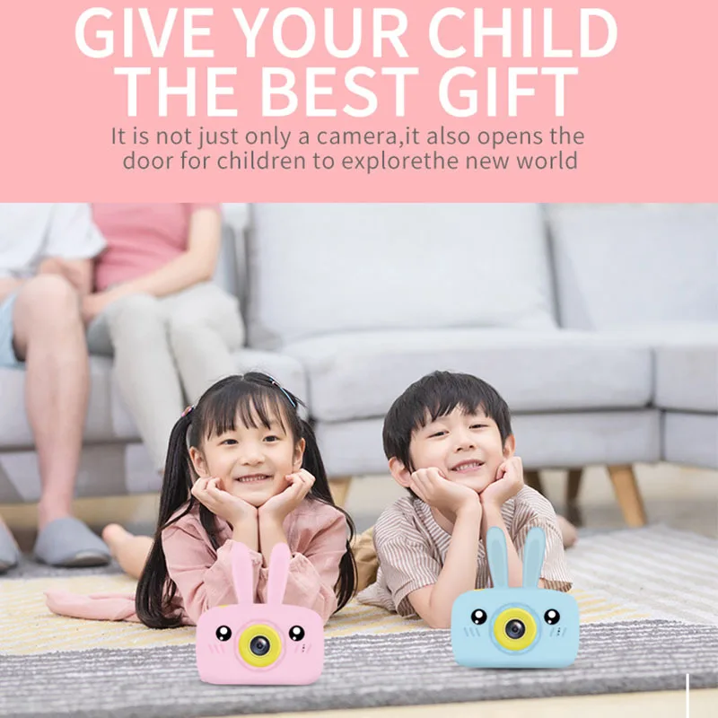 Cartoon Rabbit Camera Toys for Kids 2 Inch HD Screen Educational Portable Video Digital Camera SLR for Children Gift