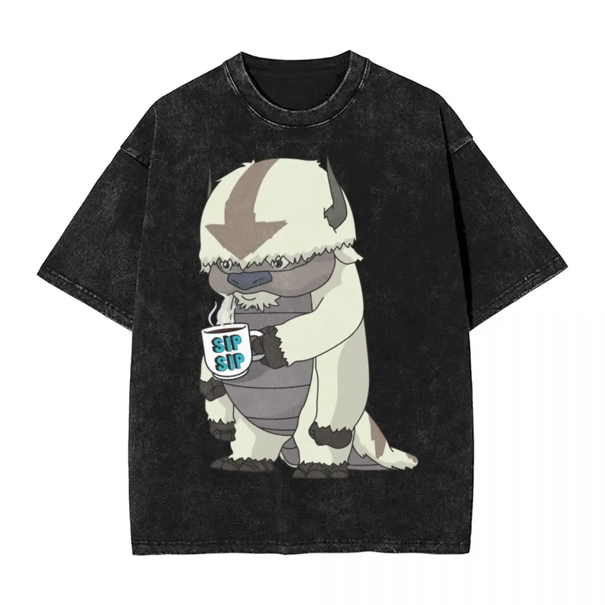 Appa Sip Sip Avatar Le Ultime Magliette Airbender Hip Hop Lavato Harajuku T-Shirt Vintage Uomo Top Streetwear T-Shirt Stampata