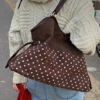 Sac à bandoulière de marque Y2k pour femmes, sac à main à pois doux, coréen décontracté polyvalent imprimé léopard marron givré, fourre-tout 3