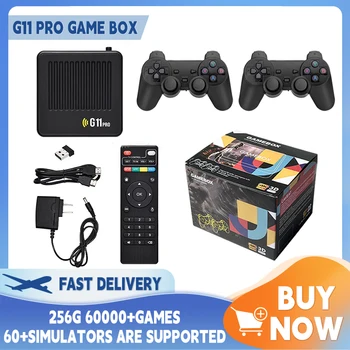 G11 프로 비디오 게임 박스 레트로 게임 콘솔, 안드로이드 9.0, 듀얼 시스템, 256G TV 게임 박스, 60000 레트로 게임 홈 내장, 4K S905X3