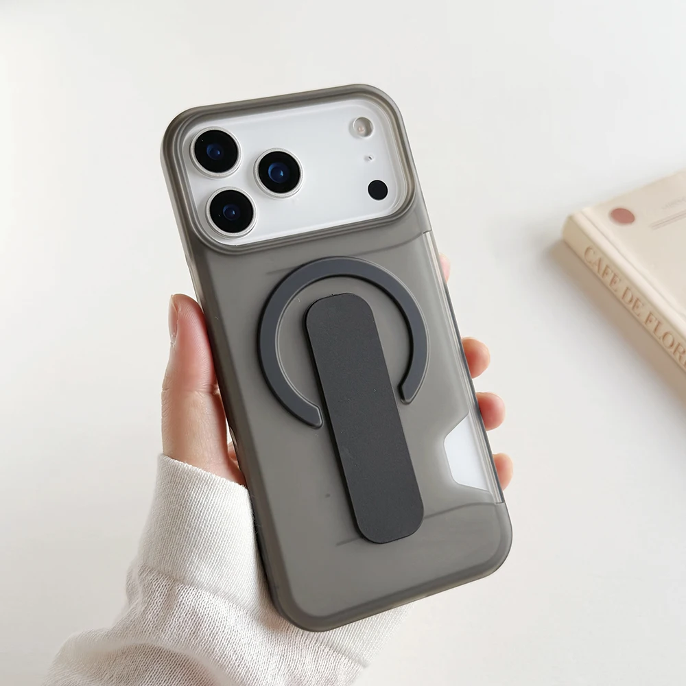 غطاء هاتف مغناطيسي شفاف بتأثير الضباب الجليدي مع ح...