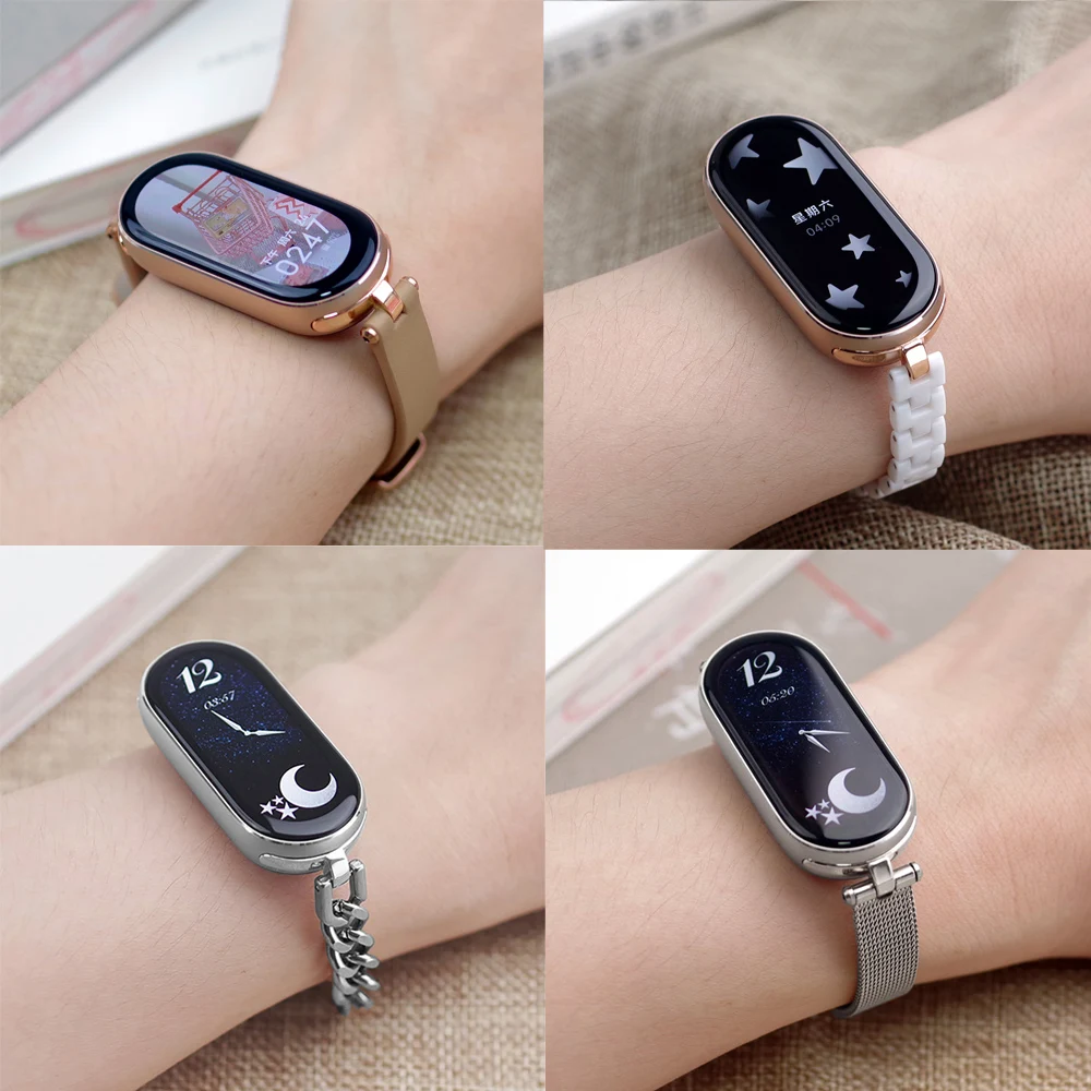 T-BLUER Compatibel met Xiaomi Mi Smart Band 8 Strap, Mi Band 8 Lederen