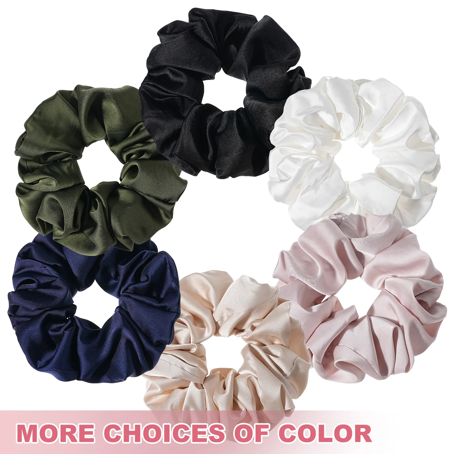 Mehrfarbige Jumbo-Haargummis aus Satin, elastische Krawatten, Haarbänder für Damen und Mädchen, modische Haar-Accessoires – Detail 6