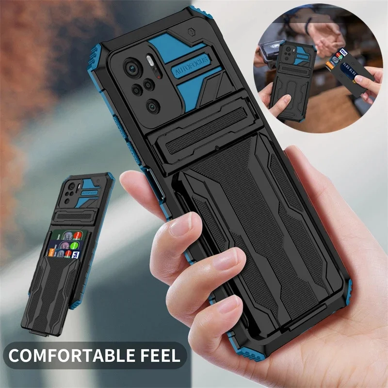 Per Xiaomi Poco M5S Custodia Armor Card Slot Staffa Antiurto Cover Posteriore Per Poko Pocco Poxo Little M5S M 5 S 5 S Pocom5S 4G Coque
