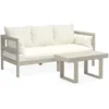 Outdoor Sofa Patio Furniture Set, Modern Wood Couch with Cushions and Coffee Table, 74 Inch   garden furniture 2