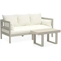 Outdoor Sofa Patio Furniture Set, Modern Wood Couch with Cushions and Coffee Table, 74 Inch   garden furniture 2