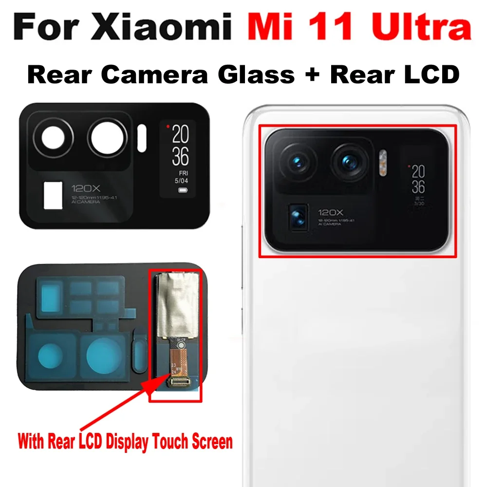 

Original LCD Display Touch Screen Digitizer For Xiaomi Mi 11 Ultra Mi11 Ultra with Back Camera Glass Lens