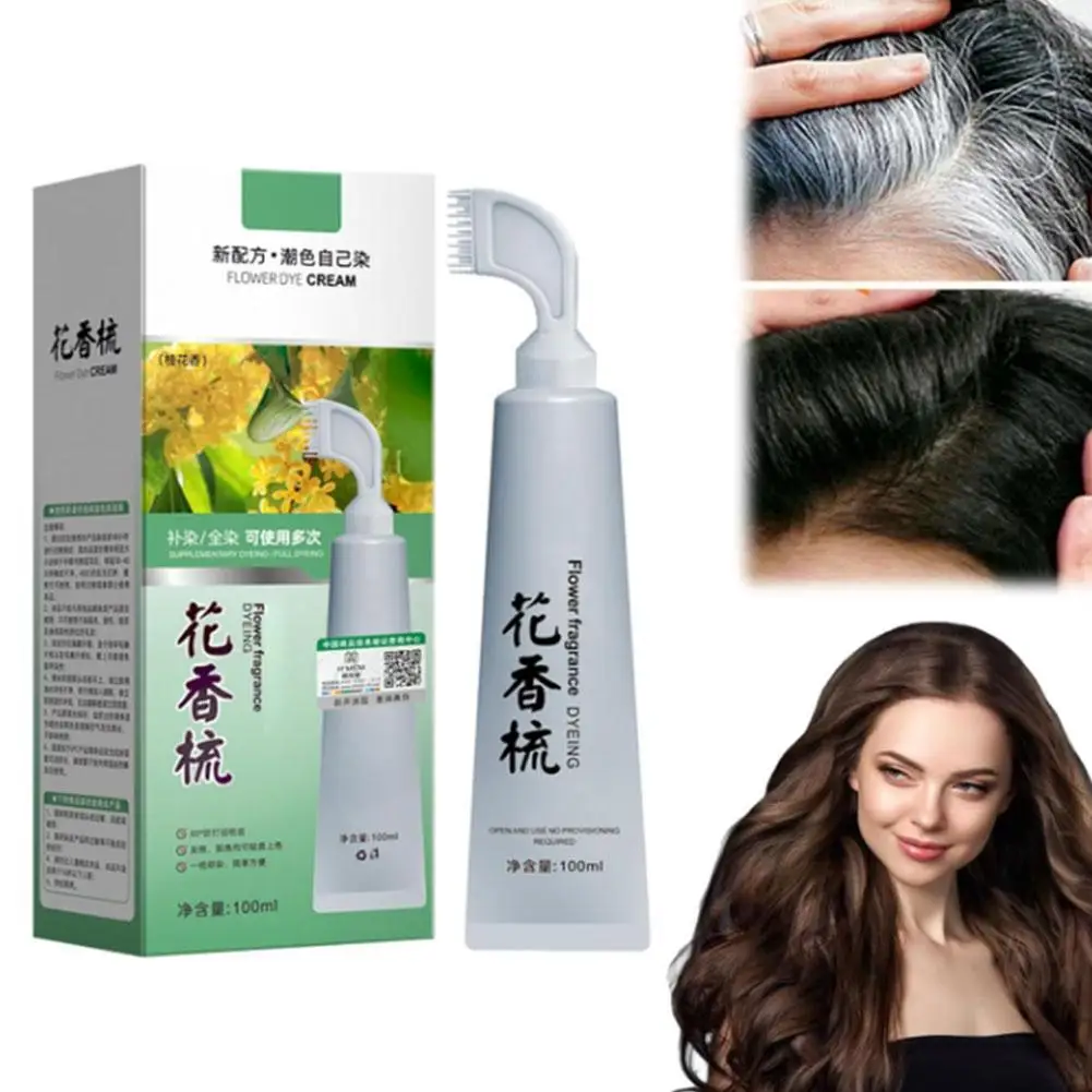 

Fruit Essence Hair Dyeing Comb Hair Dye Black Brown Natural Plant Non-stimulation Dye Cream For Home Hair Salon Easy Color