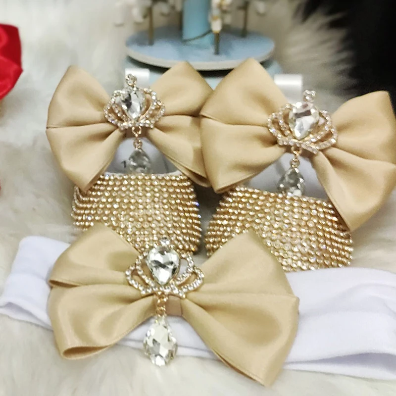 Turkey Design Boutique Baby Girl Gold Crown Jewerly Diamond 1st Birthday Gown Outfit Photography Rhinestones Crib Shoes 4