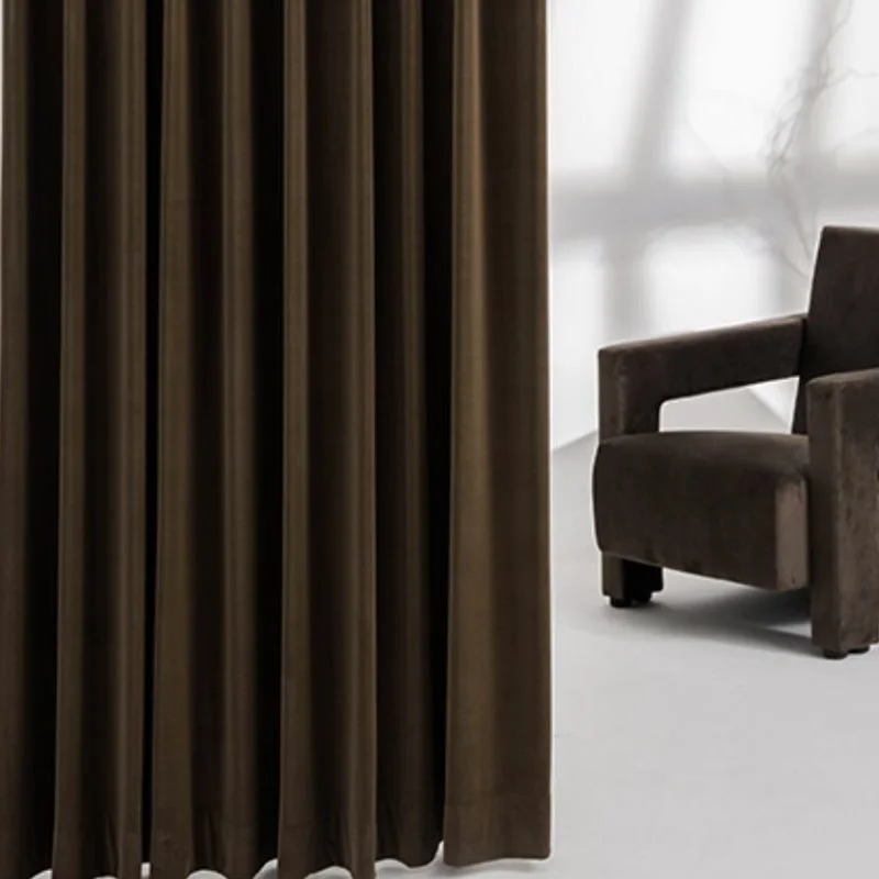 

Brown Light Luxury Velvet Curtains for Living Room Bedroom Coffee Colored Velvet Fabric Blackout Bay Window Balckout Curtains