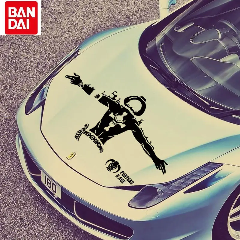 

Bandai 2022 New Style Anime Car Stickers Portagas Ace Rear Window Color Gorgeous Personality Decorative Reflective Stickers