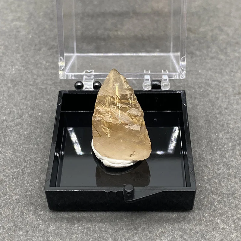 100% natural  golden hair crystal raw stone mineral specimen healing crystal gem collection +Box size ：35*35*35mm