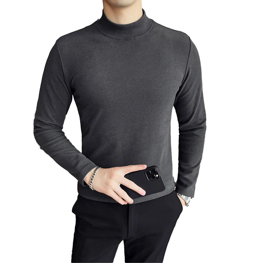

Men's Clothes Half High Collar Thermal Underwear Tops Long Sleeve Winter Warm Slim Fit Undershirt Men Pullovers