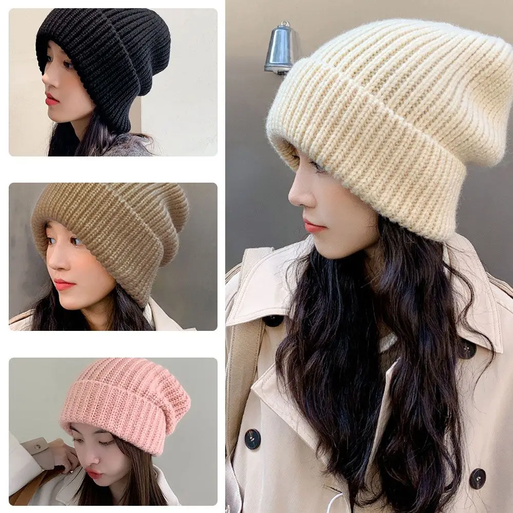 

New Winter Warm Hats Men Hats Solid Color Hip Hop Unisex Female Beanies for Women Casual Stacking Knitted Bonnet Caps