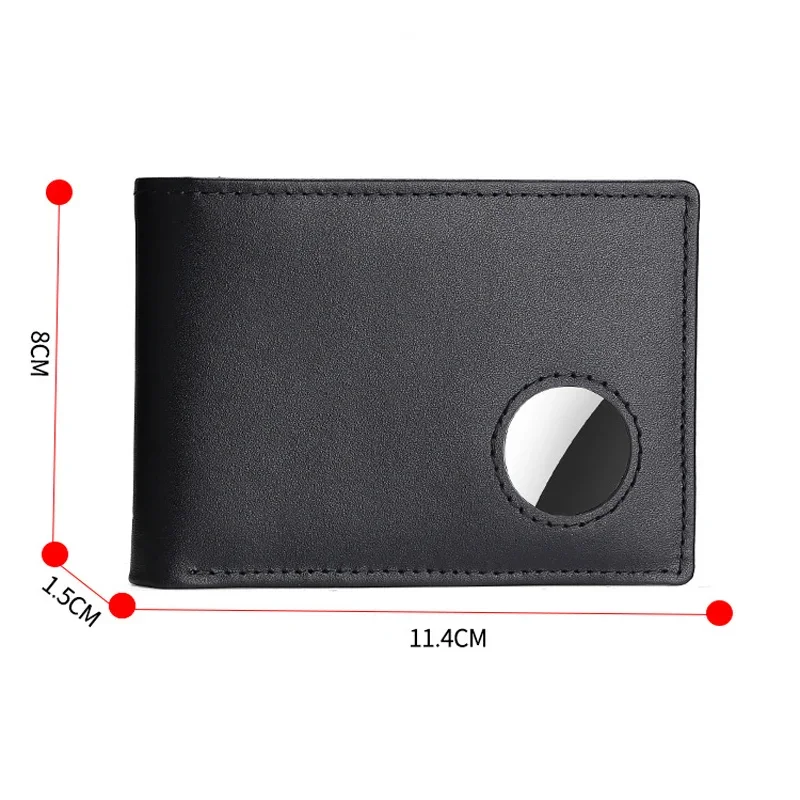 New Airtag Wallet Luxury Genuine Leather ID Credit Card Holder RFID Blocking Slim Anti-lost Business Men Folding Purse 3