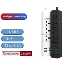 

HOT SALE Power Strip Surge Protector With 4 USB And 3 Outlets Ports 3000W 16A 6.5 Feet Extension Cord For Dorm Home