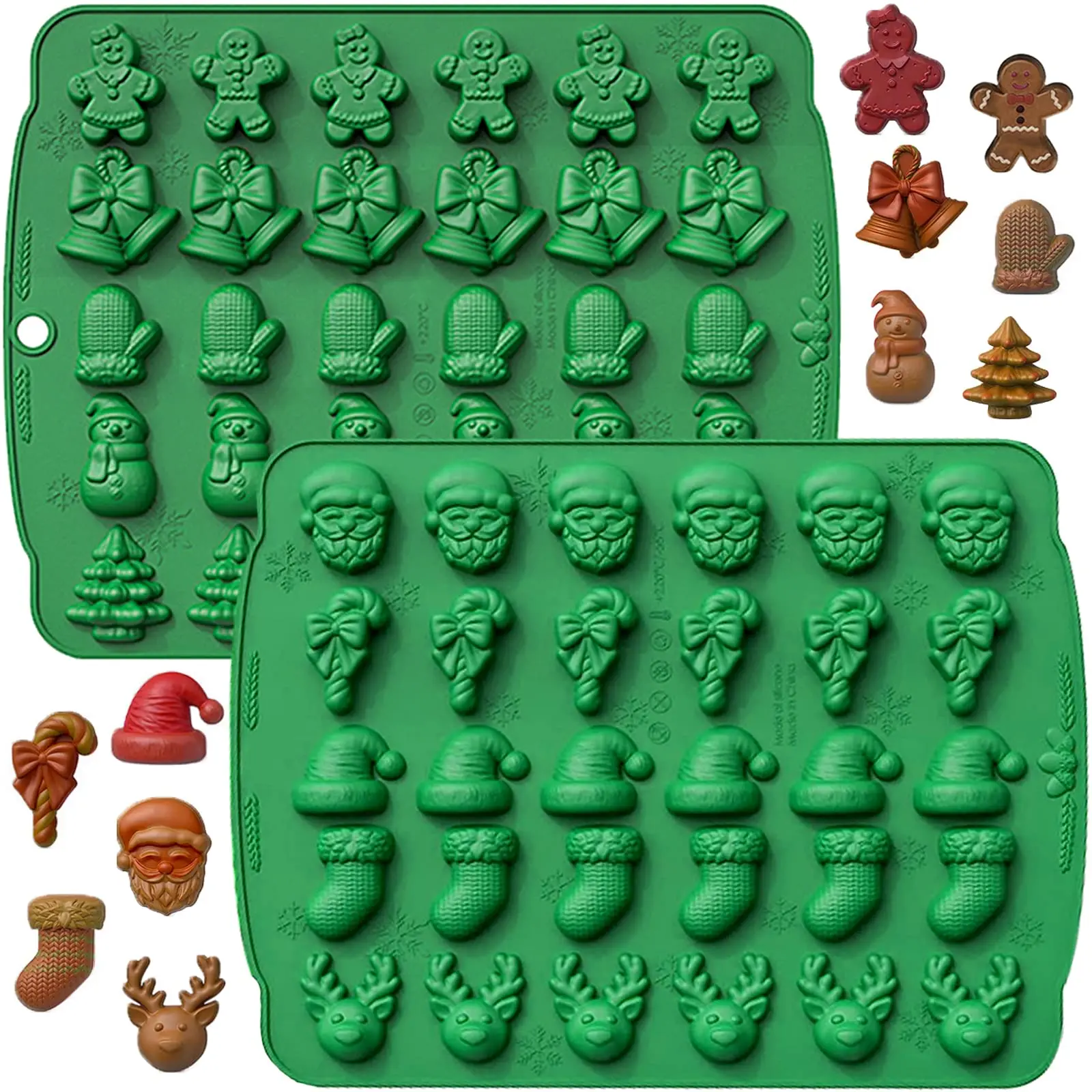 Christmas Gummy Candy Molds Silicone, 2 Pack 30 Cavity Non-Stick Christmas  Elements Silicone Molds for Chocolate, Gummies, Candy, Jelly