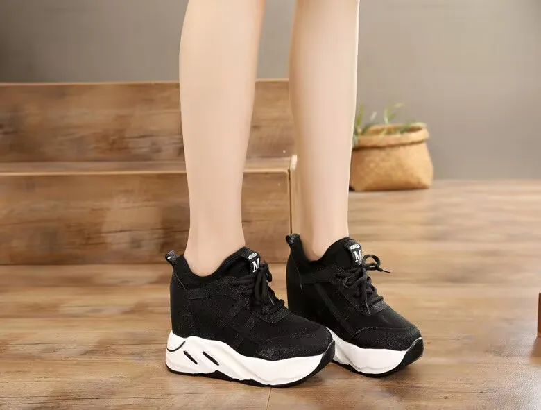 Platform Womens Vulcanized Shoes Breathable Women Sneakers Lace-up Ladies Casual Shoes Classic Chunky Women Shoes Tenis De Mujer