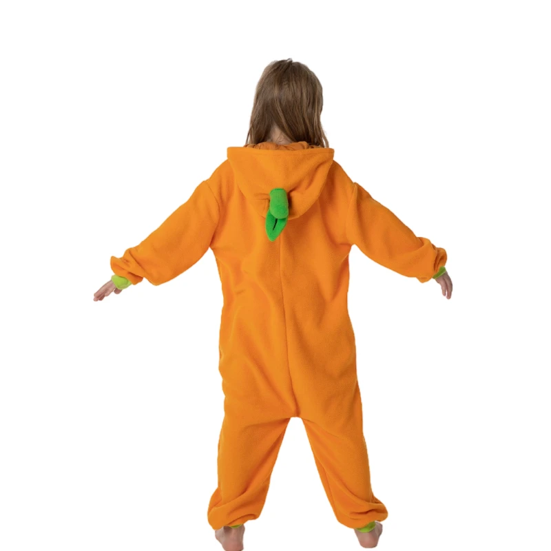 Kids Zipper Halloween Pumpkin Monster Onesie Pajamas Children Animal Whole Pijamas Cartoon Cosplay Girls Kigurumi Costume