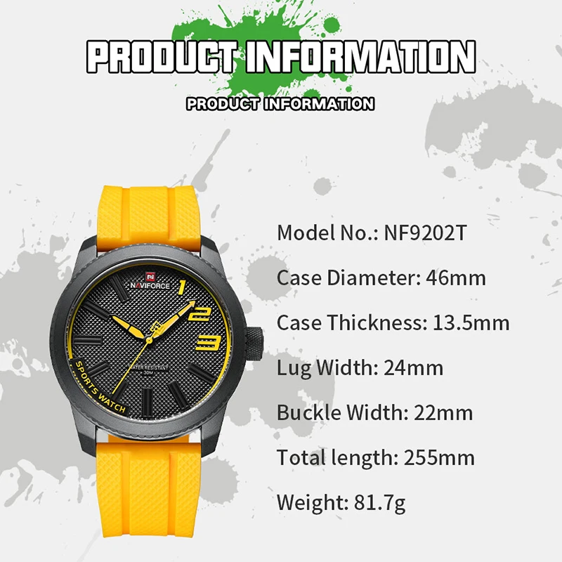 NAVIFORCE 2022 Fashionable Silicone Quartz Man Wristwatch Men's Brand Sport Waterproof Watches Cool Male Clock Relogio Masculino