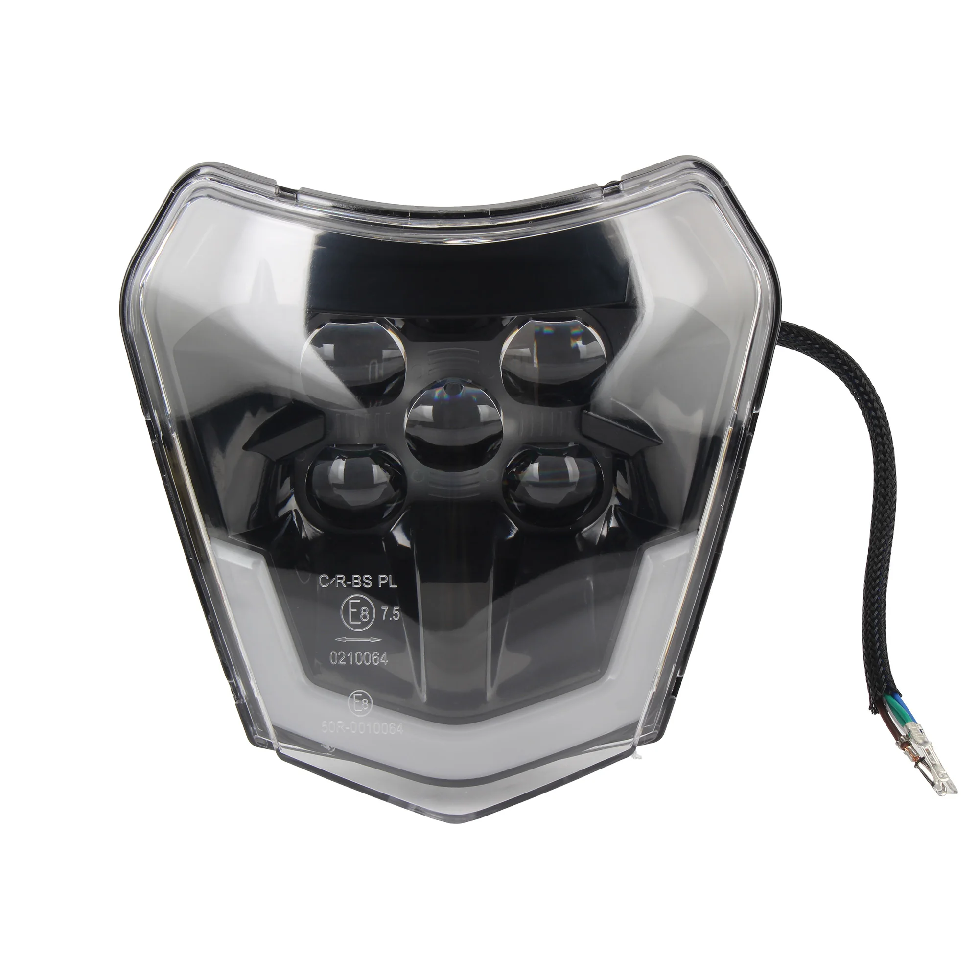 KTM EXC XC SX EXCF XCW SXF 150-500 2017-2025 부품용 오토바이 5렌즈 LED 헤드라이트 하우징 쉘 플라스틱 방열판