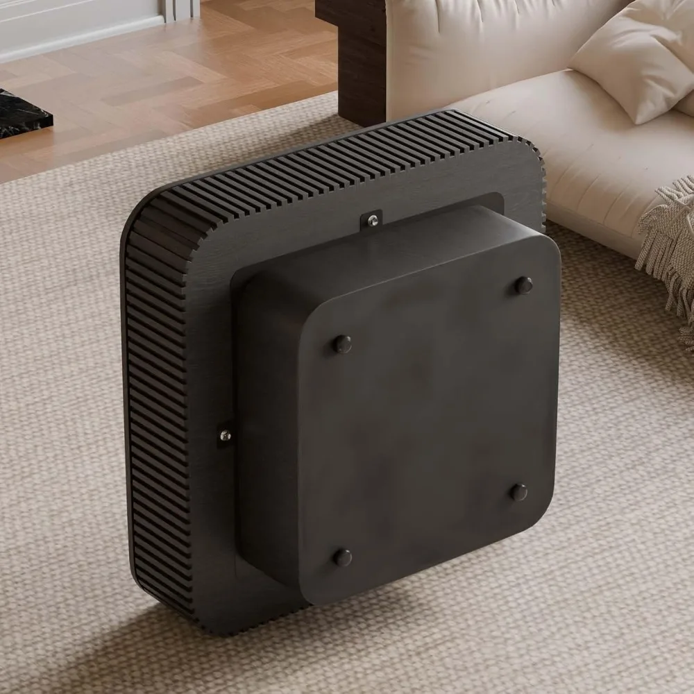 Modern Square Coffee Table with Storage, Fluted Wooden Center Table for Living Room, 31.5''