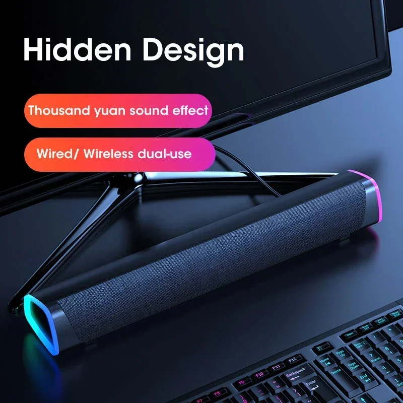 

Wireless Desktop Computer Speaker Bar 9D Stereo Sound Subwoofer Bluetooth Speaker For Laptop Notebook PC LED Wired Loudspeaker