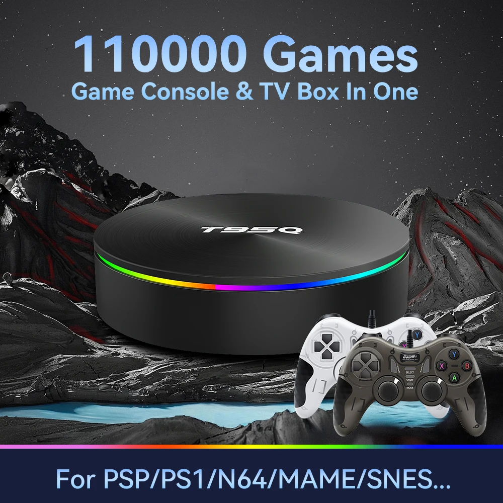 Console Per Videogiochi Retrò E Box Tv Android In Una Scatola Di Gioco 4K 110000 Giochi 70 Emulatori Per Psp/Ps1/N64/Snes/Dc Con Controller